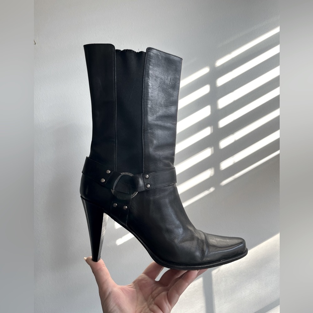 Donald Pliner Leather Biker Harness Style Boots Size 8.5